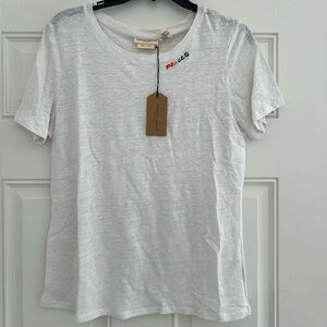 100% LINEN CHRISTIAN SIRIANO Peace White linen  Tee
